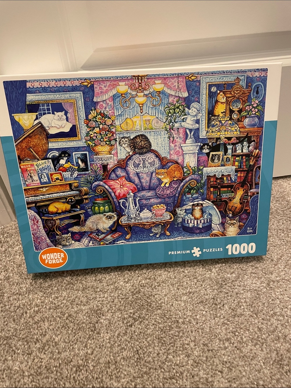 1000-Piece Puzzle - Colorful Cat Living Room Scene